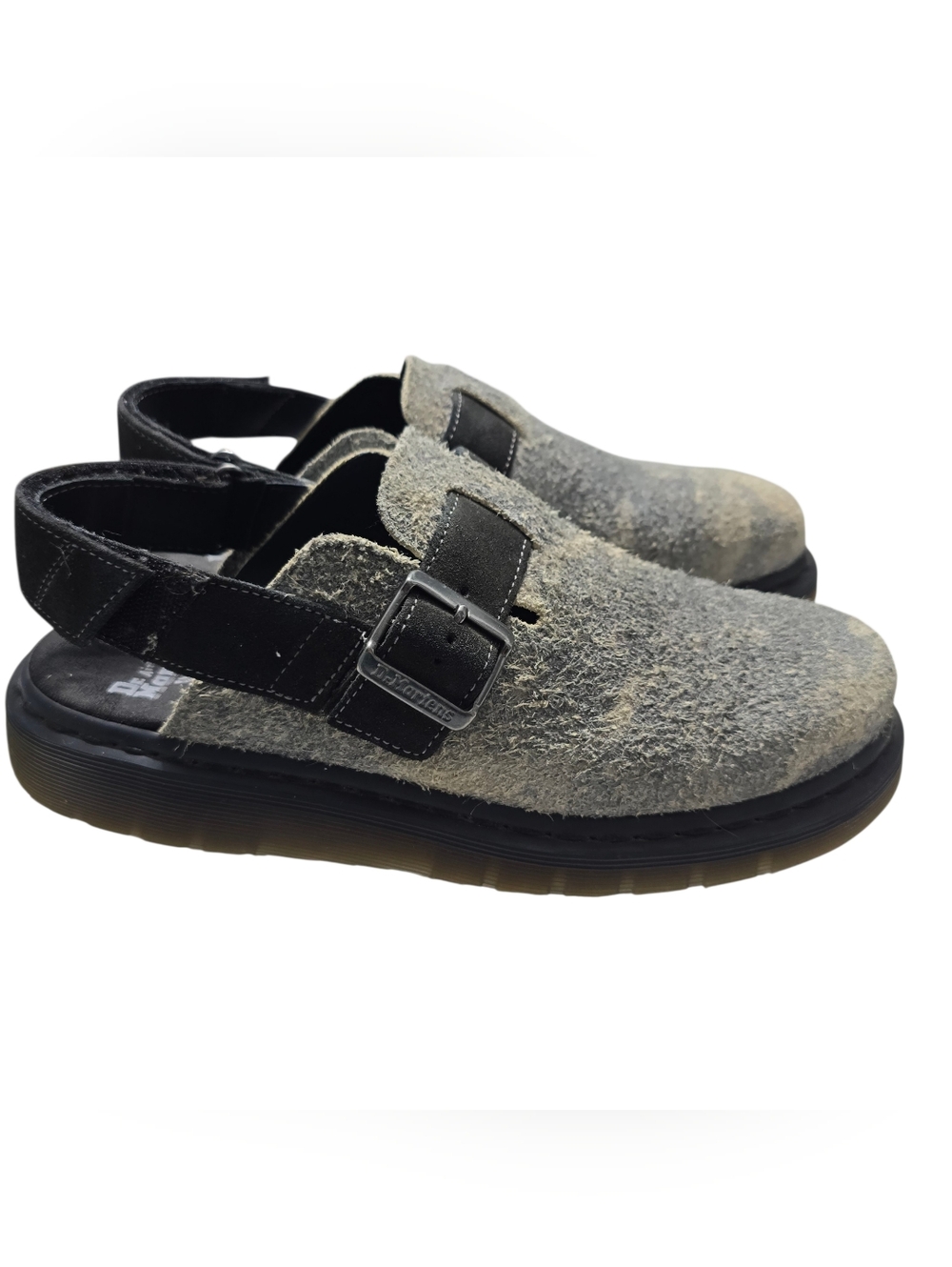 Dr. Martens Jorge II Hairy Suede Slingback Mule Gray/bBlack Sandals Sz M10 W11